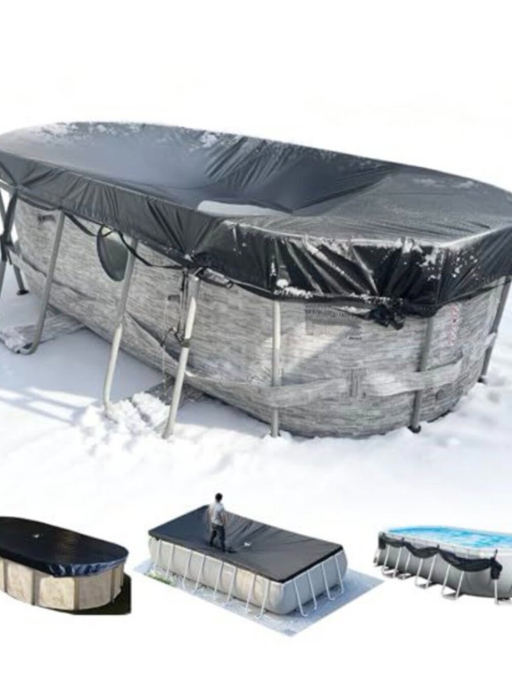 SIHAINA 16x25Ft Rectangular Pool Cover with Side Storage